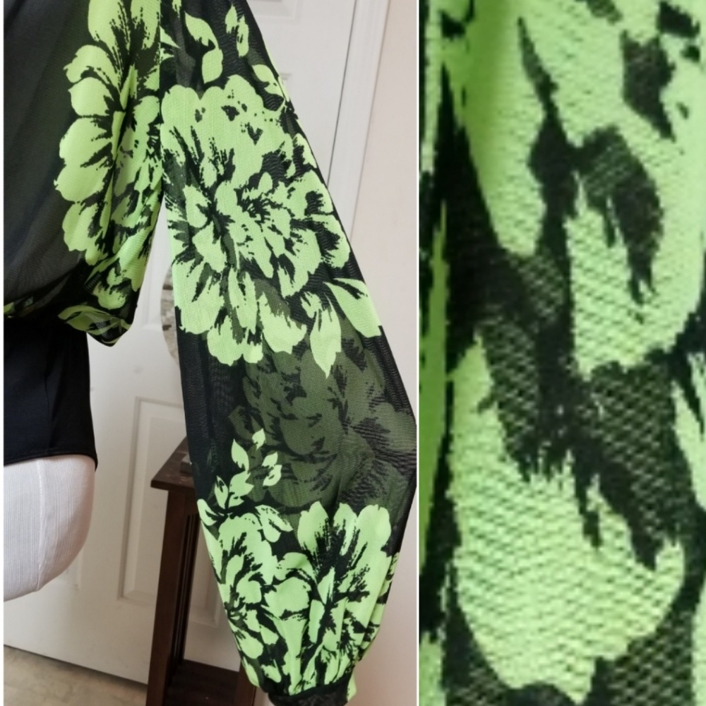 🆕️1 LEFT👉A3 Design Black & Green Floral Bodysuit - Picture 8 of 8